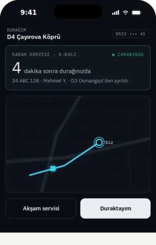 Yolcu uygulamasında durak bilgisi ve varış tahmini